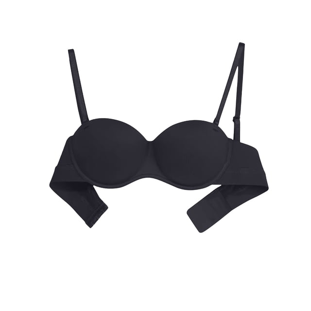 YUTK Full Coverage Bras for Women - Women's Solid Color Seamless Underwear without Steel Rims Detachable Chest Sagging Wave Pattern Bra Black Xl