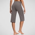 thumbnail image 4 of Women's Bermuda Long Shorts Knee Length High Rise Athletic Shorts Pull On Workout Walking Golf Running Summer Brown XL, 4 of 6