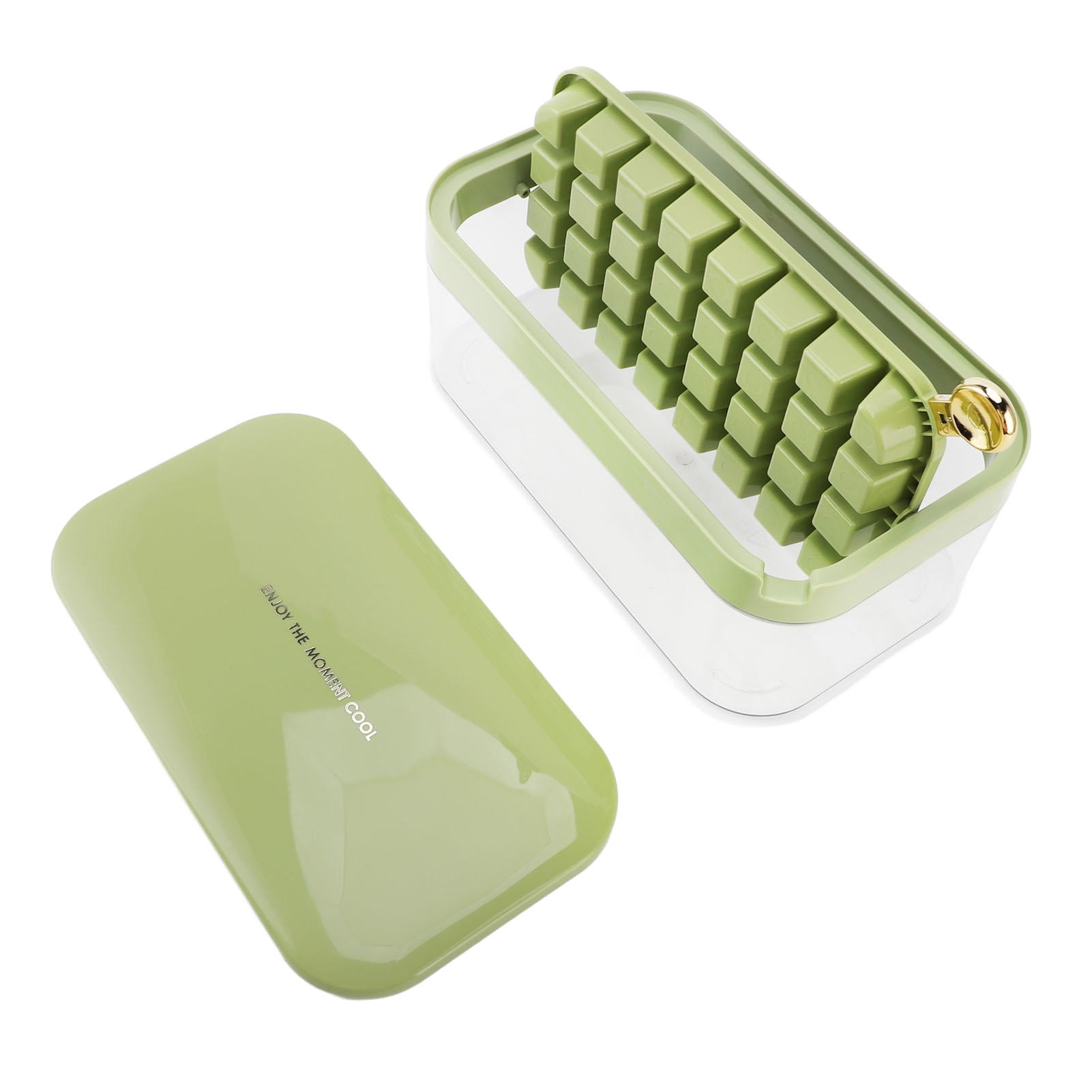 LAZIOEGR 32-Cube Ice Tray with Lid, Flip‑Release Bin & Scoop – Easy Freezer Ice Mould for Drinks, Jellies & More