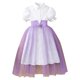 thumbnail image 5 of Vestido Formal de Manga Corta Vestido de Malla de Solapa de Color Sólido para Niños con Mangas Hinchadas Y Falda en Capas, Cintura de Contraste con Arco, Casual Y Cómodo para Niños de Mediano a Grande, 5 of 7