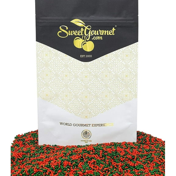SweetGourmet Christmas Mix Sprinkles | Red & Green Holiday Mix | 1 Pound