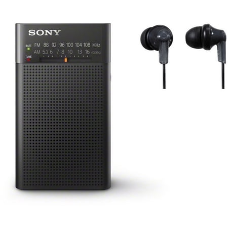 Sony ICFP26 Portable AM/FM Radio (Black) with ErgoFit Earbuds