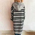 thumbnail image 3 of Fmbrln Womens Cardigan Sweaters Fashion Casual Long Sleeve Button Open Front Cardigans Loose Comfy Stripe Print Hooded Cardigan Coat Gray M, 3 of 5