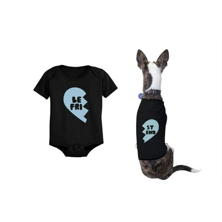 Best Friend Half Heart Matching Baby Onesies and Dog Shirts Pet and Infant (Matching Best Friend Onesies)