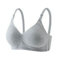 thumbnail image 2 of JGGSPWM Full Coverage Bras for Womens Comfortable Ribbed No Underwire Seamless Bralette Push Up V Neck Support Everyday Bra Gray XXL, 2 of 4