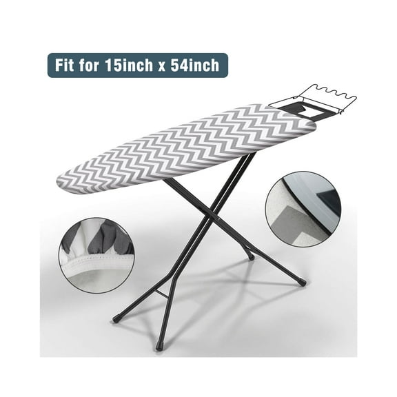 Silicone Ironing Board Cover,Thick Padding,Heavy Duty Scorch & Stain Resistant Iron Pad,Large and Standard Boards with Elastic Edge,15*54 In (Iron Board Not Included)