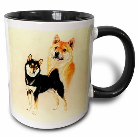 3dRose Shiba Inu - Two Tone Black Mug, 11-ounce