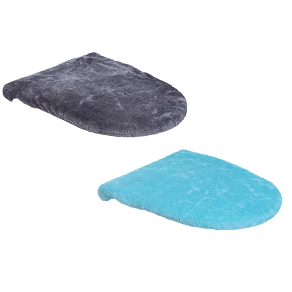2 Pcs Bathroom Toilet Lid Seat Cover, Elastic Edges Cotton Soft Universal Fit for Standard Round Elongated Bathroom Bowl Lids, Washable, 19.68x18.11 Inch