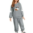 thumbnail image 2 of Placlothes Girls' Hall-oween Matching Hoodie & Jogger Set - Soft Polyester, Gray, 3-12Y with Ghost & Pumpkin Prints for Trick-or-Treat/Parties/Autumn Casual,Size 10 T, 2 of 5