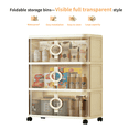thumbnail image 6 of SpaceMuse 115Qt Stackable Storage Bins, 3 Tiers Foldable Storage Boxes with Visible Doors, Plastic Collapsible Cabinet with Wheels & Lids for Closet Clothes Organization, Snack Toys Home locker, 6 of 7