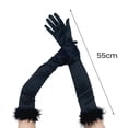 thumbnail image 4 of Ljudmp Womens Long Opera Party Gloves 1920s Satin Elbow Length Glove With Feather Cuff Stretchy Full Finger Gloves for Tea Party Costumes Black, 4 of 4