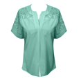 thumbnail image 2 of Gibobby Playeras Mujer Camisetas Cuello V Camiseta manga corta hueca encaje color a la moda y comodidad verano para mujer(Verde,CH), 2 of 4