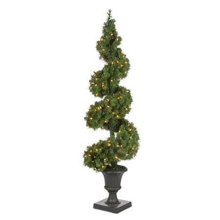 Gerson 5Ft. Pre-Lit Potted Spiral Tree with Round Branch Tips and 150 Clear