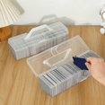 thumbnail image 3 of Trading Card Storage Box - Large Capacity Transparent Plastic Organizer with Handheld Flip Lid for Home Office Use, 3 of 5