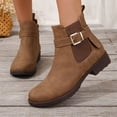 thumbnail image 2 of NECHOLOGY Botas Mujer Adulto Femenino Zapatos Botines mujer Botines de mujer clásicos, versátiles, color , con hebilla elástica, cremallera lateral, botas cómodas de tacón bajo planas (Brown, 6.5), 2 of 6