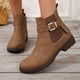 thumbnail image 2 of NECHOLOGY Botas Mujer Adulto Femenino Zapatos Botines mujer Botines de mujer clásicos, versátiles, color , con hebilla elástica, cremallera lateral, botas cómodas de tacón bajo planas (Brown, 7), 2 of 6