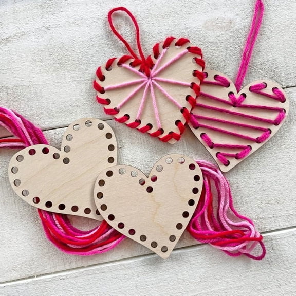 Wooden Hearts ,DIY Ornaments Unfinished Predrilled Heart Embellishments for Valentine'S Day, Wedding