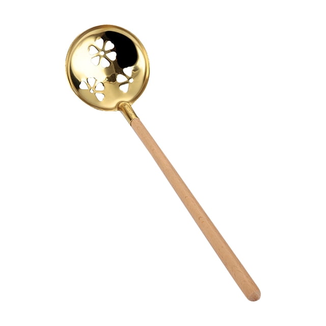 Harpily Dinnerware Wooden Handle Hot Pot Spoon 304 Stainless Steel Soup Spoon Anti Hot Handle Colander