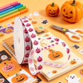 thumbnail image 4 of Pink Pumpkin Face Halloween Ribbon, White Base Plastic Ribbon for Gift Wrapping, Halloween Party Gift Wrap DIY Decor, Suitable for Goodie Bag, Scrapbooking, Card Making, 4 of 5
