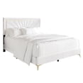 thumbnail image 4 of Castle Place Luxurious Diamond Strip Velvet Upholstered Bed White, King, 4 of 6