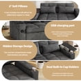 thumbnail image 6 of Aukfa 65"W Convertible 3-in-1 Sofa Bed with Storage, Queen Chenille Sleeper Couch with USB/Type-C Ports & Rotating Side Table,Gray, 6 of 9