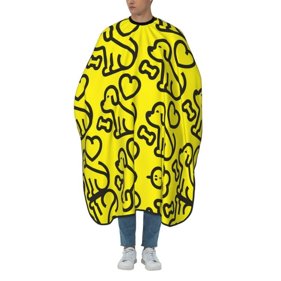 ZICANCN Hair Cutting Cape for Adults, Yellow Adorable Heart Puppy Cape Salon Barber Cape for Hair Stylist Shampoo Capes Waterproof 55x66 IN