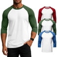 thumbnail image 2 of LNZGNM 3 Pack Men's 3/4 Sleeve Shirts Crew Neck Baseball T Shirts Moisture Wicking Athletic Tops,Army Green(L), 2 of 9