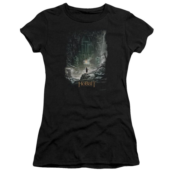 Hobbit At Smaugs Door S/S Junior Women's T-Shirt Sheer Black