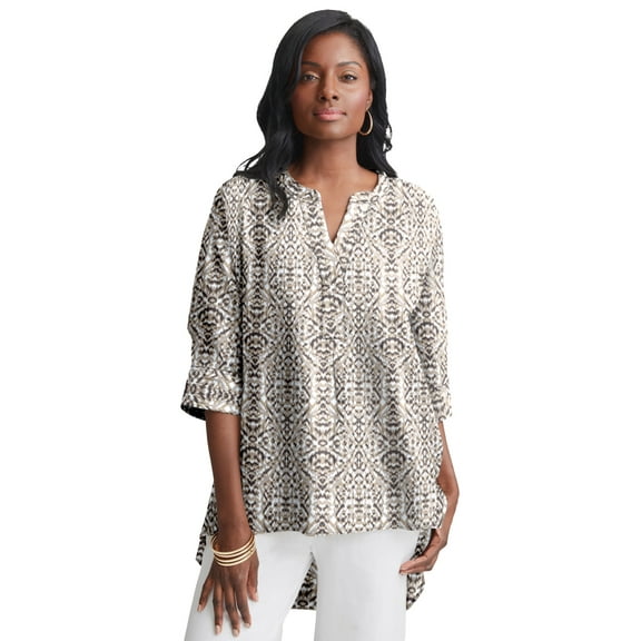 Jessica London Women's Plus Size Hi-Low Linen Tunic