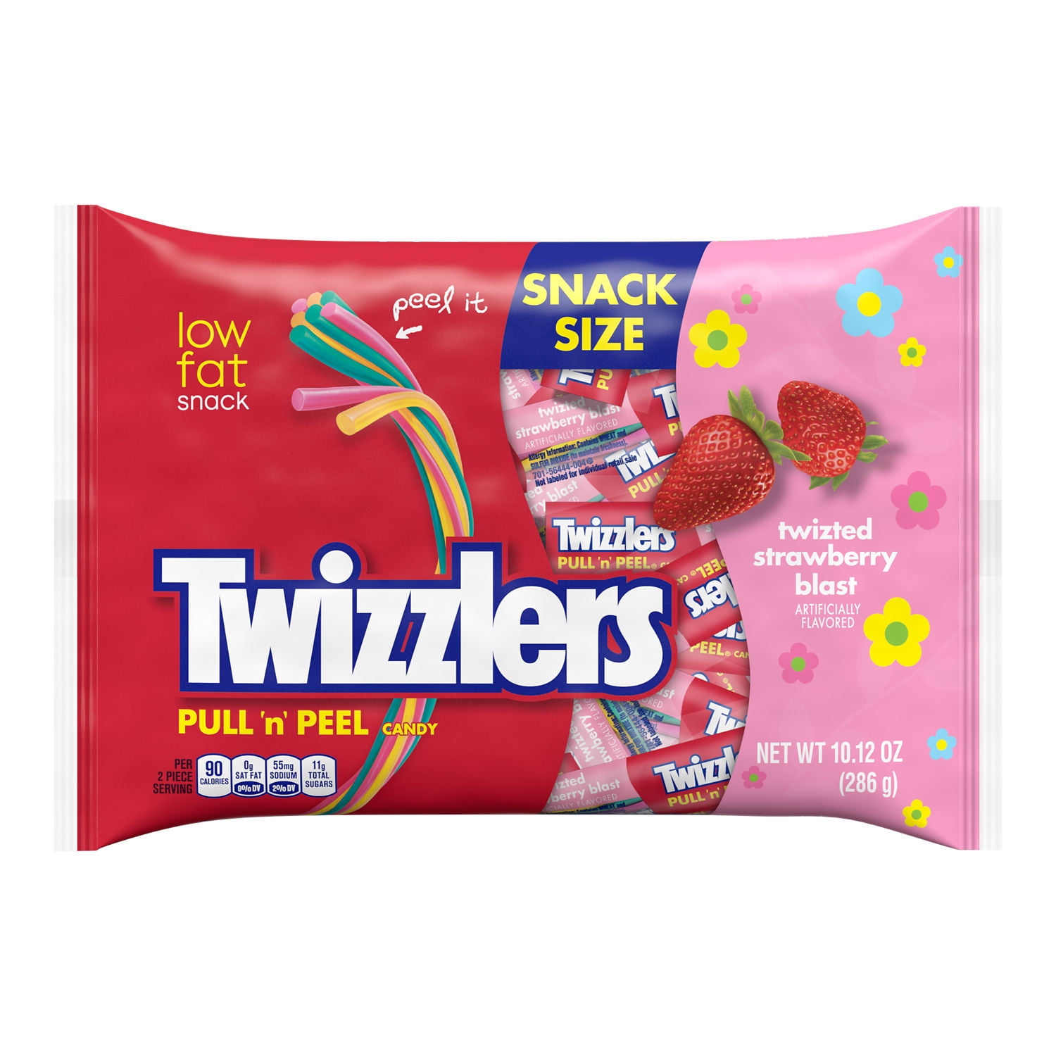 TWIZZLERS, PULL 'N' PEEL TWISTED Strawberry Blast Chewy Treats, Easter Candy, 10.12 oz, Bag