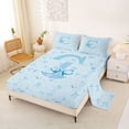 thumbnail image 2 of Erosebridal Cute Bow Initial C Girl Bed Sheets 4pcs,Blue Bow Tie Letter Monogrammed King Sheets For Teens, 2 of 5