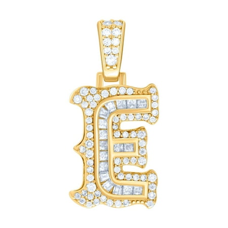925 Sterling Silver Yellow-tone Unisex 0.54ct, 0.36ct Baguette Round Moissanite Letter Name Personalized Monogram Initia