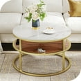 thumbnail image 2 of Dextrus Round Lift Top Coffee Table, Marble Center Tables with Hidden Storage Compartment for Living Room/Home Office, Gold, 2 of 7