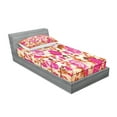 thumbnail image 2 of Ambesonne Vintage Fitted Sheet & Pillow Sham Set, Roses on Wood Backdrop, Twinxl, Pink Orange, 2 of 2