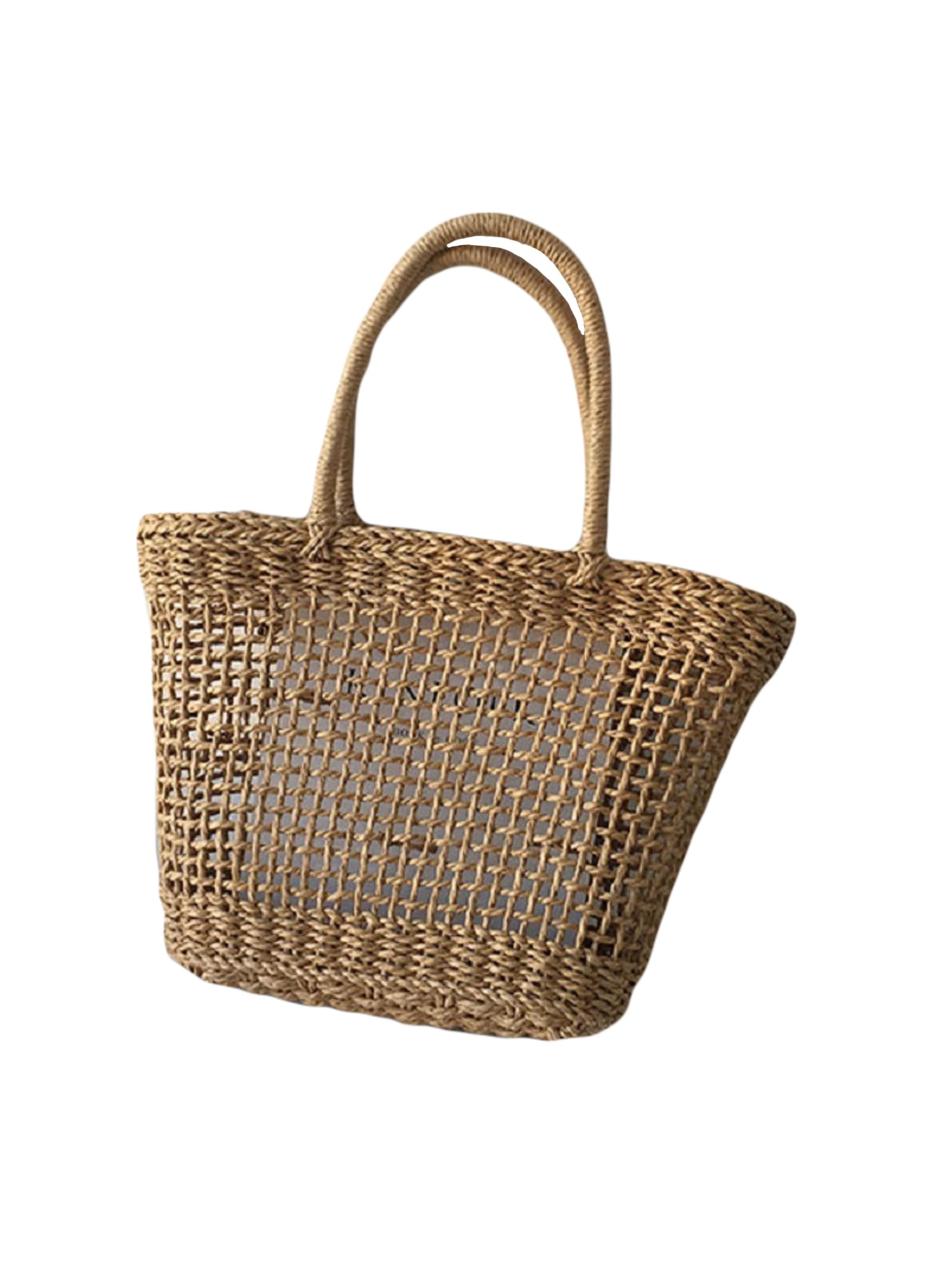 Purse/ Rattan and Wood Top Handle Bag/Vintage Cherry Straw Handbag