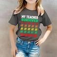 thumbnail image 2 of PMVFHDE T-Shirts pour Filles T-Shirts pour Filles Hauts de Mode pour Filles Hauts Décontractés Imprimés Col Rond Manches Courtes T-Shirt Décontracté Gris, 12-13 Ans, 2 of 6