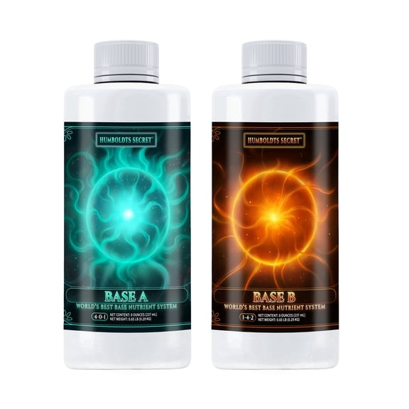 Humboldts Secret Base A & B Liquid Hydroponic Fertilizer | Complete Hydroponic Nutrients for Indoor and Outdoor Plants | Supports Healthy Vegetative Growth and Flowering Stage | 8 Ounce Set