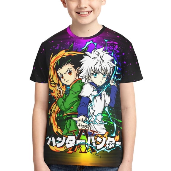 Kids 3D Graphic Hunter X Hunte Gon Killua T-Shirts, Novelty Shirts Crewneck Short Sleeve Tees for Youth Boys Girls