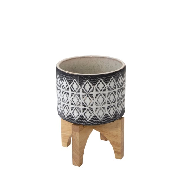Sagebrook Home Ceramic 5.5" Planter On Stand, Gray