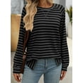 thumbnail image 4 of SHIBEVER Women Sweatshirts Plus Size Long Sleeve Striped Side Slit Shirts Color Block Tunic Tops Trendy Loose Fit Pullovers for Women, 4 of 5
