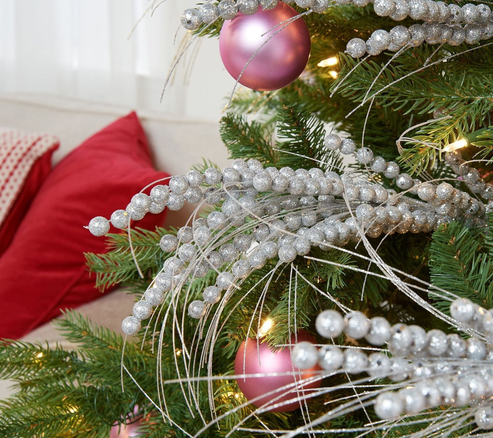 Set of 14 Glittered Berry Burst Sprays by Valerie in Silver