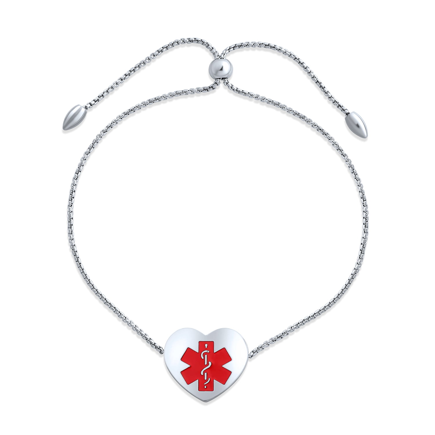 Jewellery Bracelets ID & Medical Bracelets Personalized Solid Heart Shape Charm Tag Bracelet Women Teen 925 Sterling Silver Heavy Rolo 7.5 In Custom Engraved 