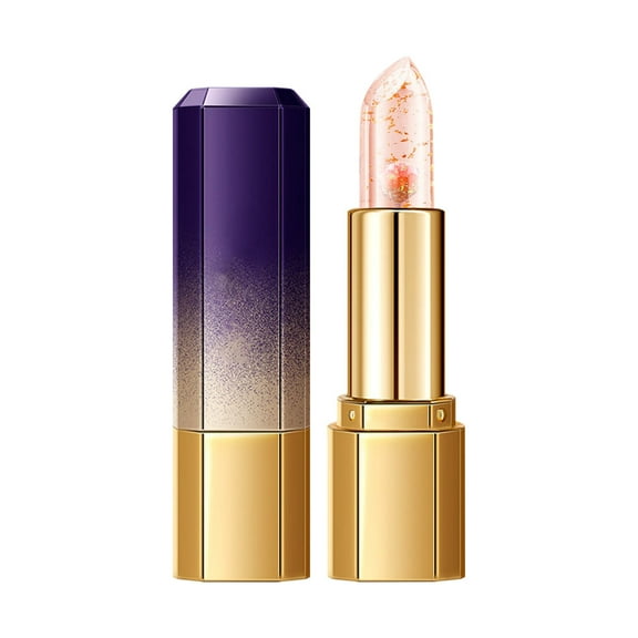 Color Changing Lipstick, Moisturizing Lip Balm, Temperature Sensitive Long Lasting Non Transferring Lipstick with Gold Foil Petal Jelly Gloss Finish, Hydrating Nourishing Lip Care