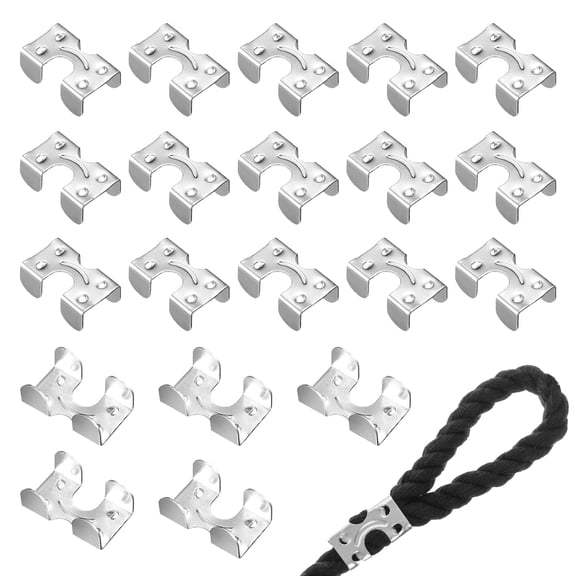 20 Pieces Metal Double-Ended Rope Clamps, 1/4" Heavy Duty Rope Loop End Clip, Zinc Plated Rope Crimp for Twisted or Braided String Cord 14/45" (8 mm) to 2/5" (10 mm)