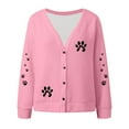 thumbnail image 5 of Cnbwig Cardigan for Women Casual Cats v Neck Button Down Long Sleeve Hoodless Loose Cardigans Womens Fall Sweaters Z5-Pink XXL, 5 of 5
