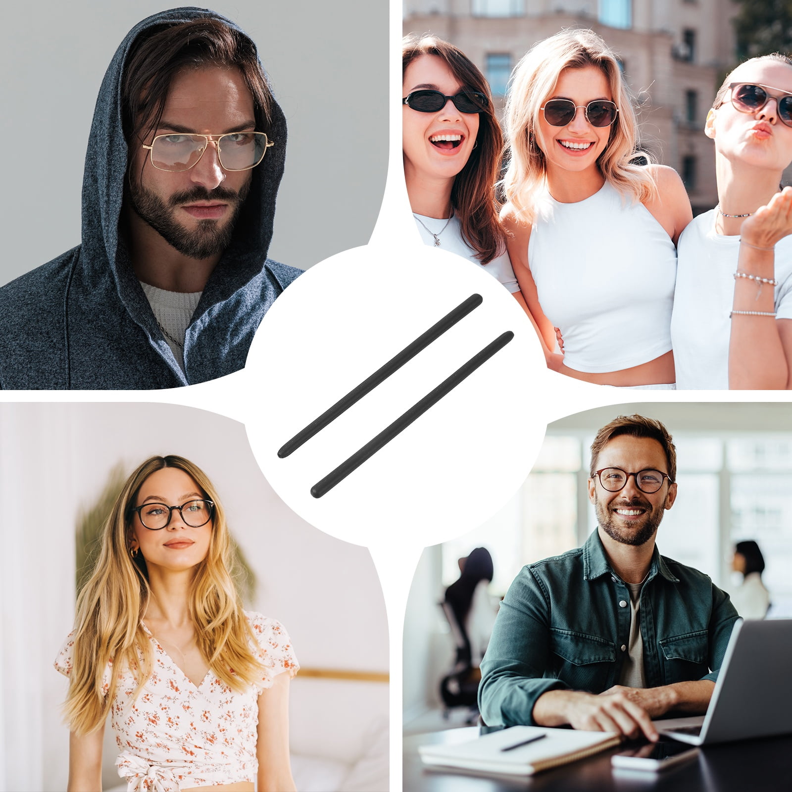 Unique Bargains Silicone Anti Slip Eyeglass End Tips Glasses Retainers Black