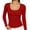 Red, variant on yillto Womens Scoop Neck Shirts Ribbed Long Sleeve Tight Tops Basic Stretchy Layered Undershirts
