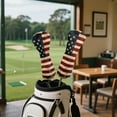 thumbnail image 4 of Yuyamidu Retro American Flag Golf Club Covers Waterproof Golf Head Covers Driver Covers Fariway Wood Headcover Hybrid Covers Leather Golf Headcover, 4 of 7