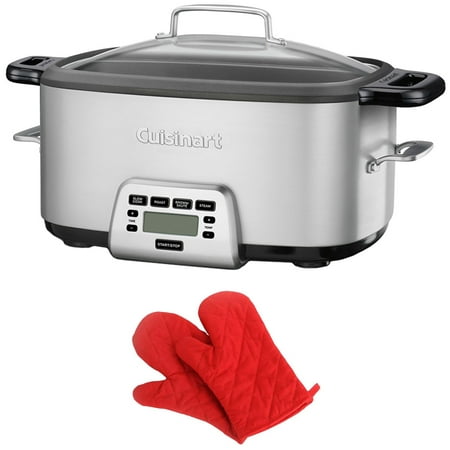 

Cuisinart MSC-800 Cook Central 4-in-1 Multi-Cooker 7 Quart Bundle with Deco Essentials Pair of Red Heat Resistant Oven Mitt