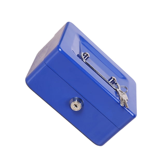 Goriertaly Lightweight Portable Metal Money Box - Cash Safe And Organized Convenient Protective Small Cash Box blue 1Set